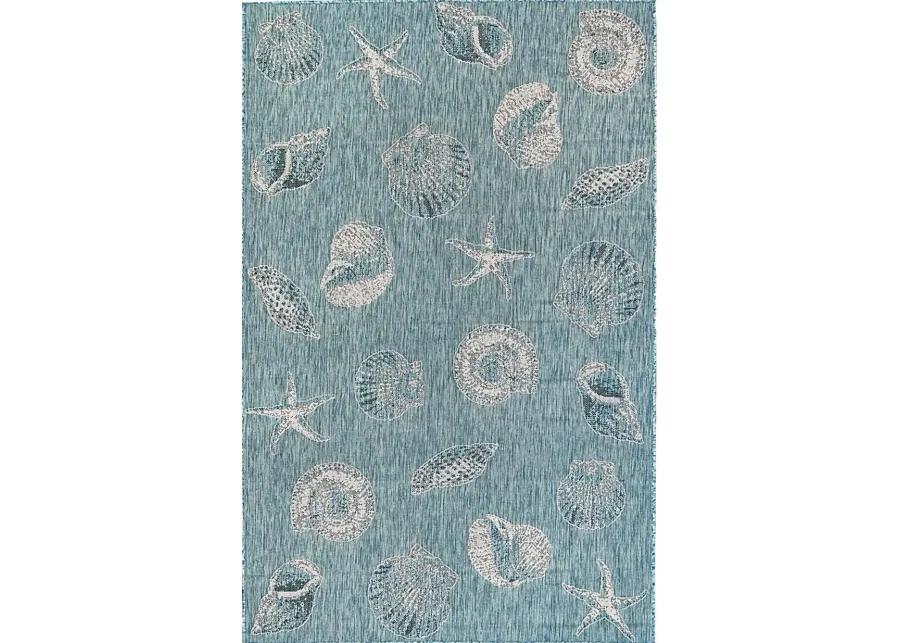 Sandfoot Point Aqua 7'10 x 9'10 Indoor/Outdoor Rug