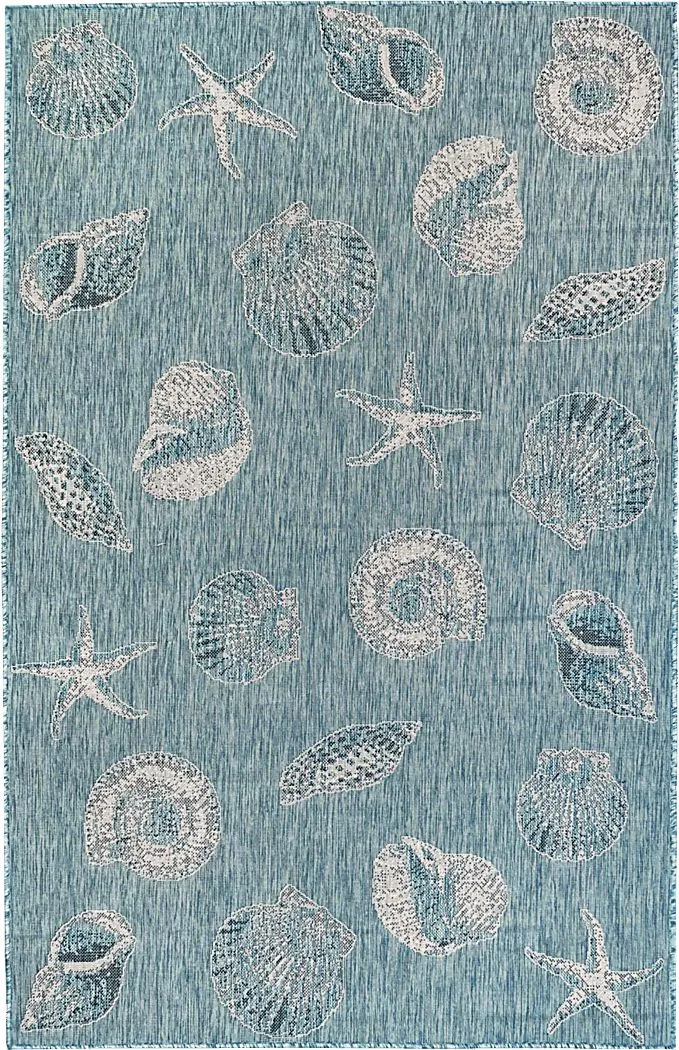 Sandfoot Point Aqua 7'10 x 9'10 Indoor/Outdoor Rug