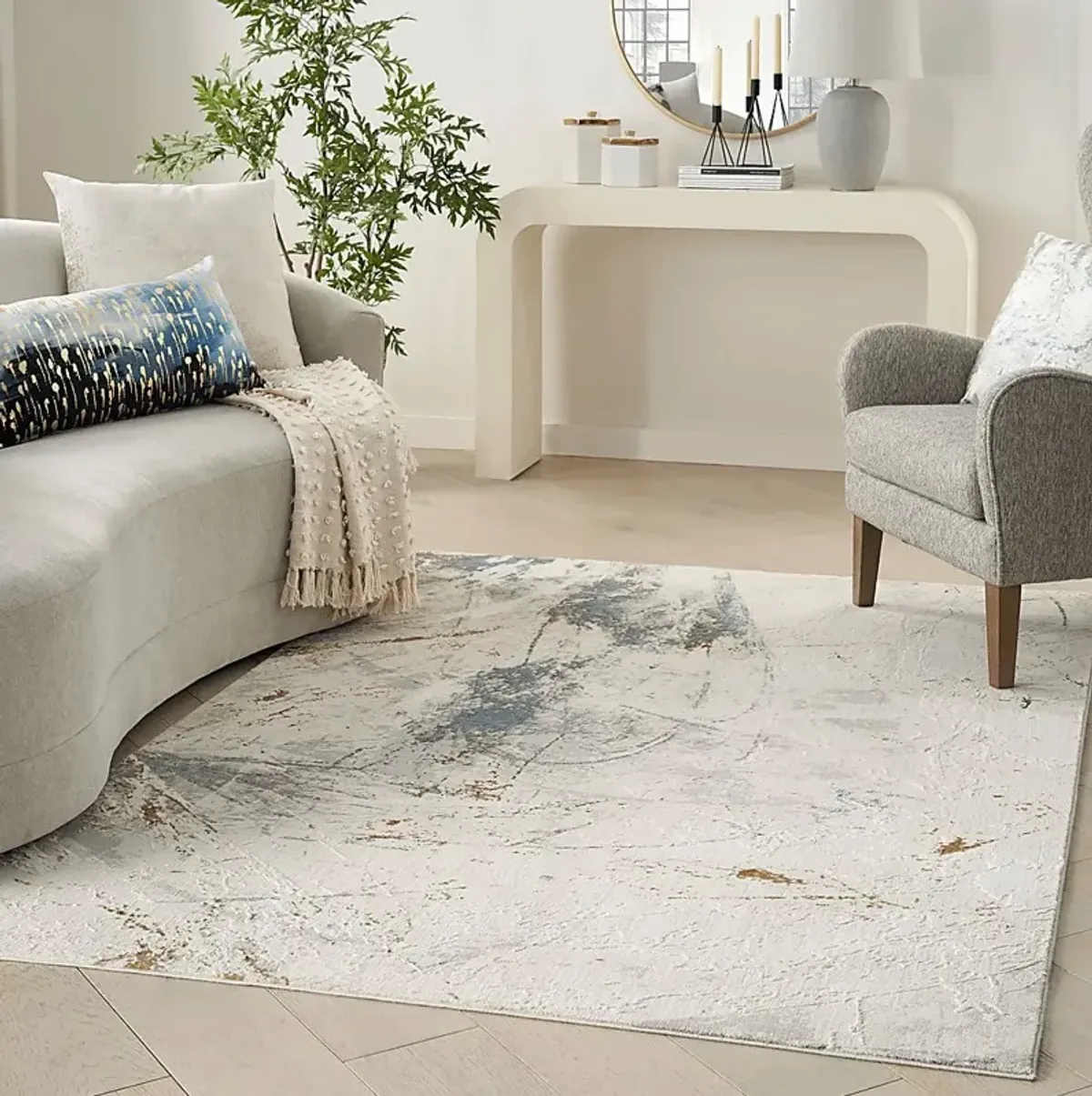 Burvern Cream/Blue 7'10 x 9'10 Rug