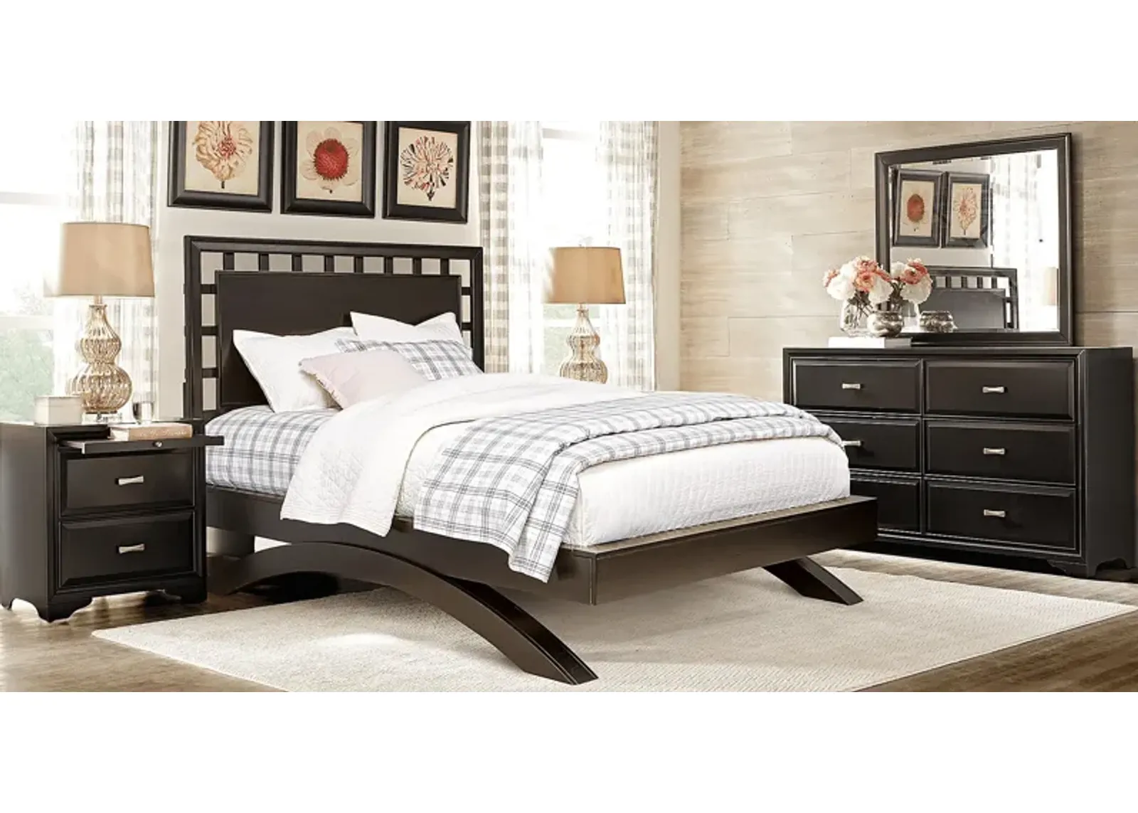 Belcourt Black 7 Pc Queen Lattice Arch Bedroom