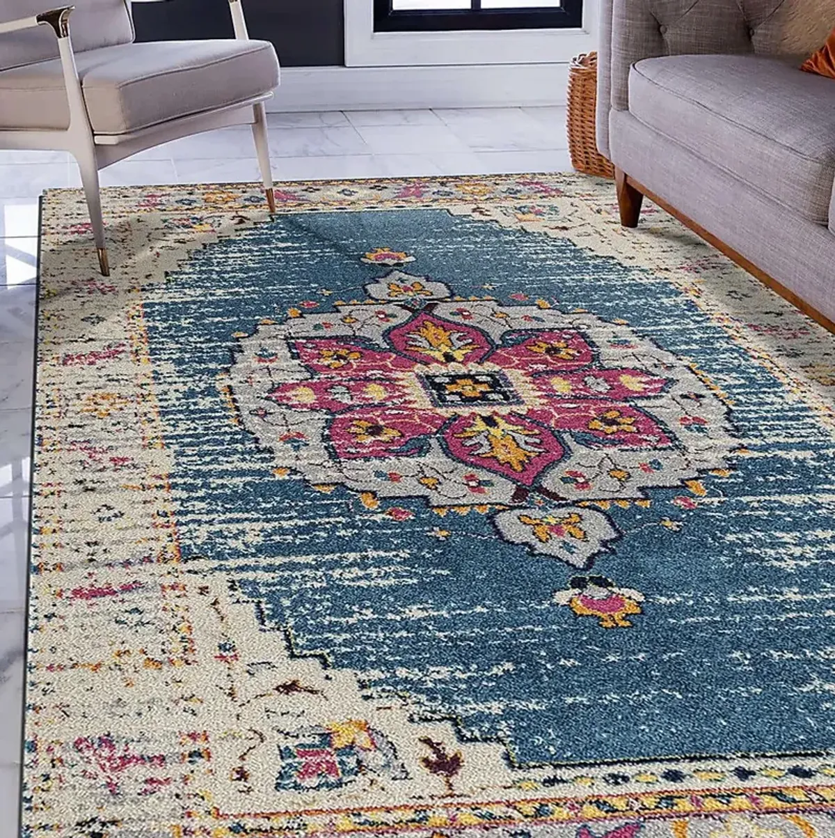 Becabe Turquoise/Pink 7'6 x 9'6 Rug