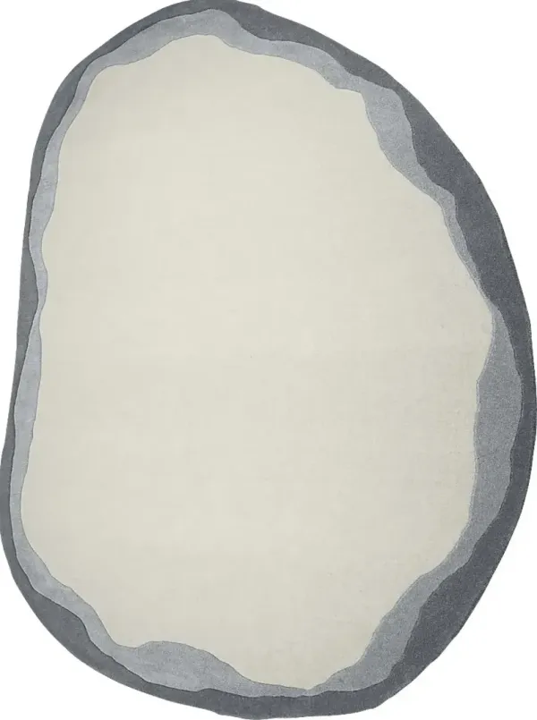 Petalshine Gray 8' x 10' Gray Oval Rug