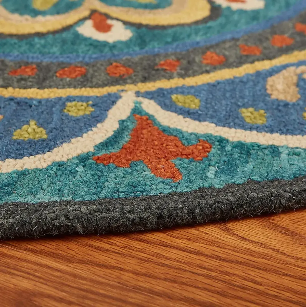 Kifle Teal 4' Round Rug