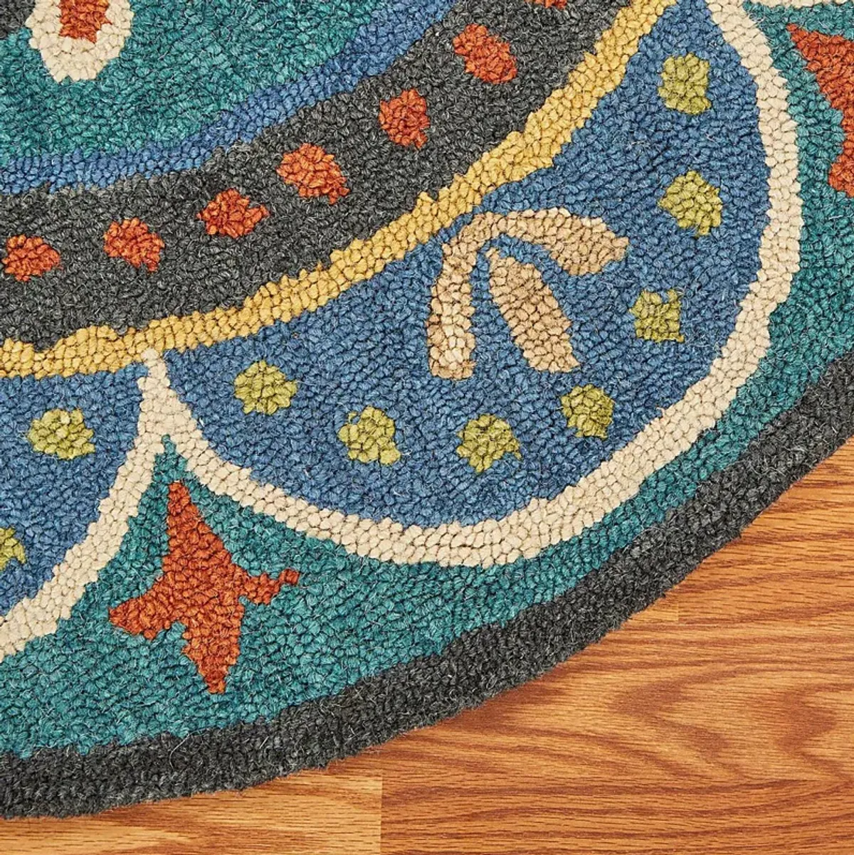 Kifle Teal 4' Round Rug