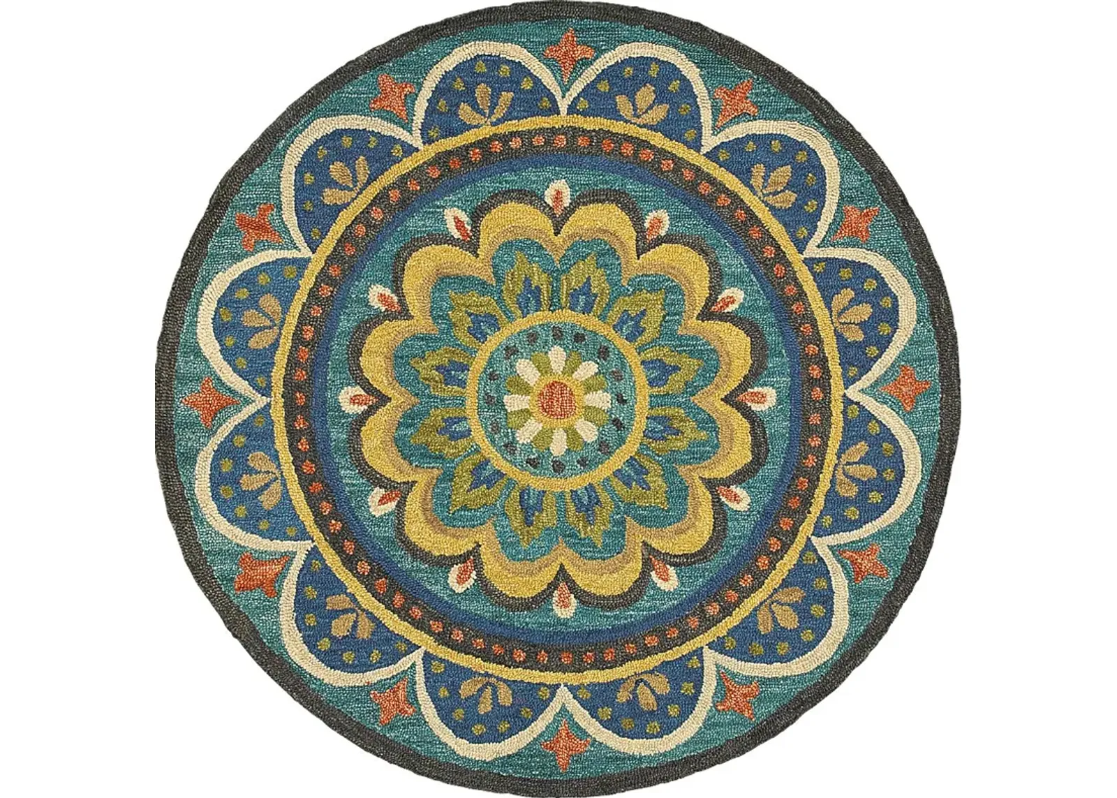 Kifle Teal 4' Round Rug