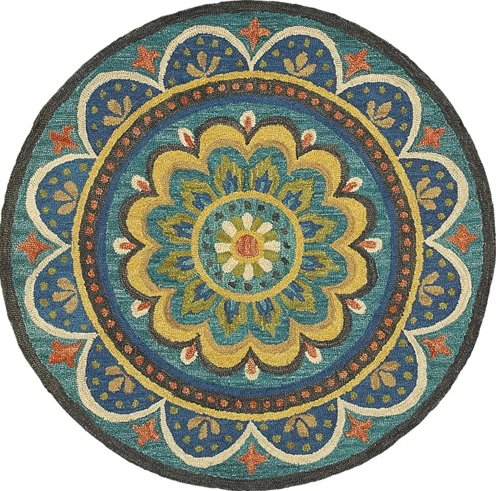 Kifle Teal 6' Round Rug