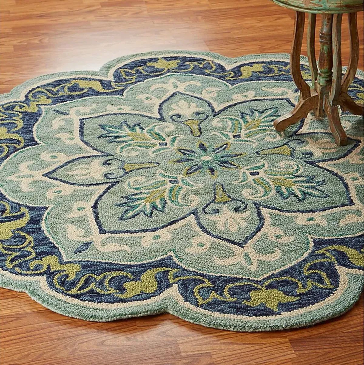 Harst Blue 4' Round Rug