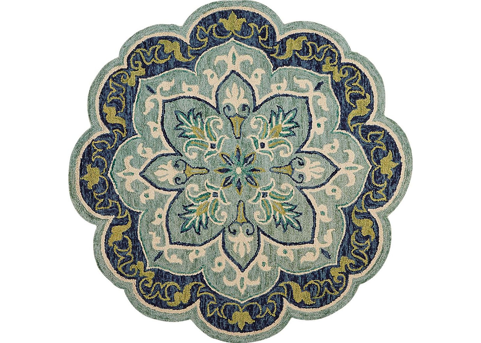 Harst Blue 4' Round Rug