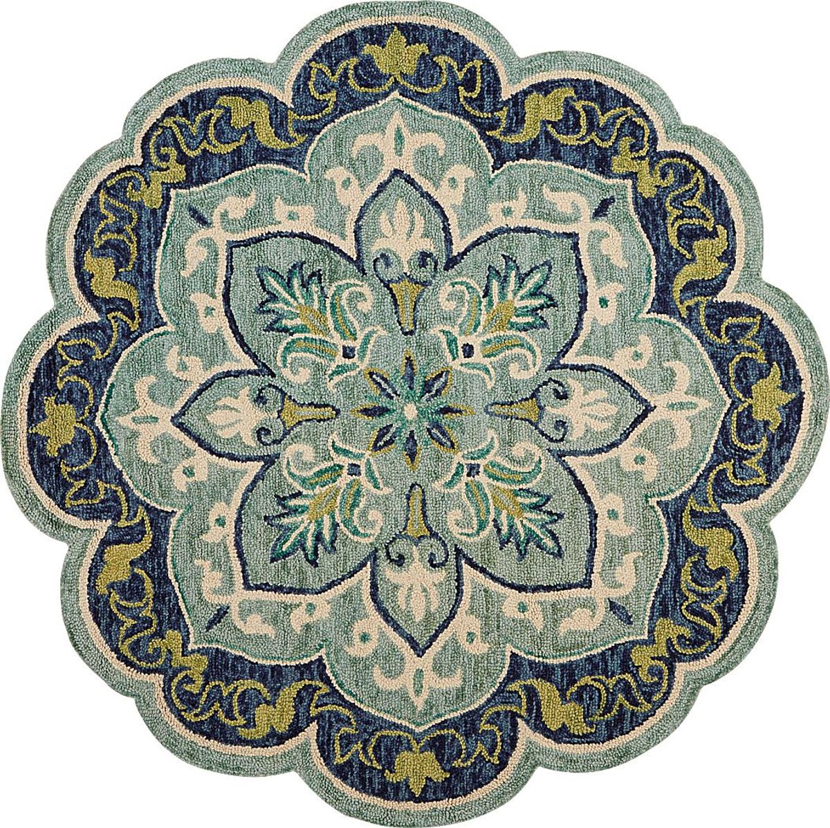 Harst Blue 4' Round Rug