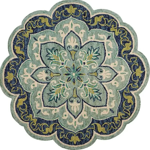 Harst Blue 6' Round Rug