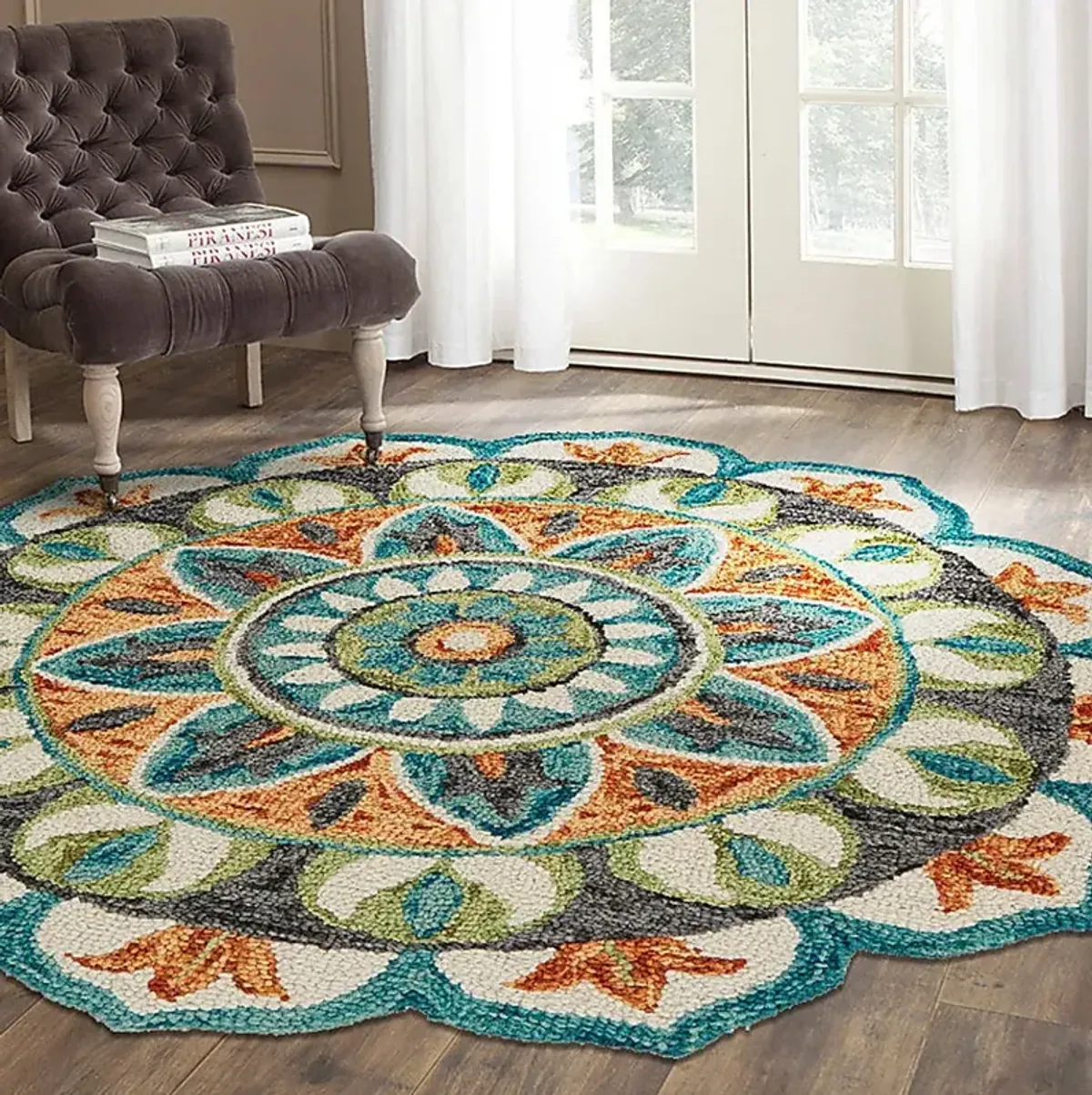 Haben Orange 6' Round Rug