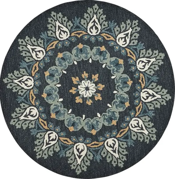 Makda Black 4' Round Rug