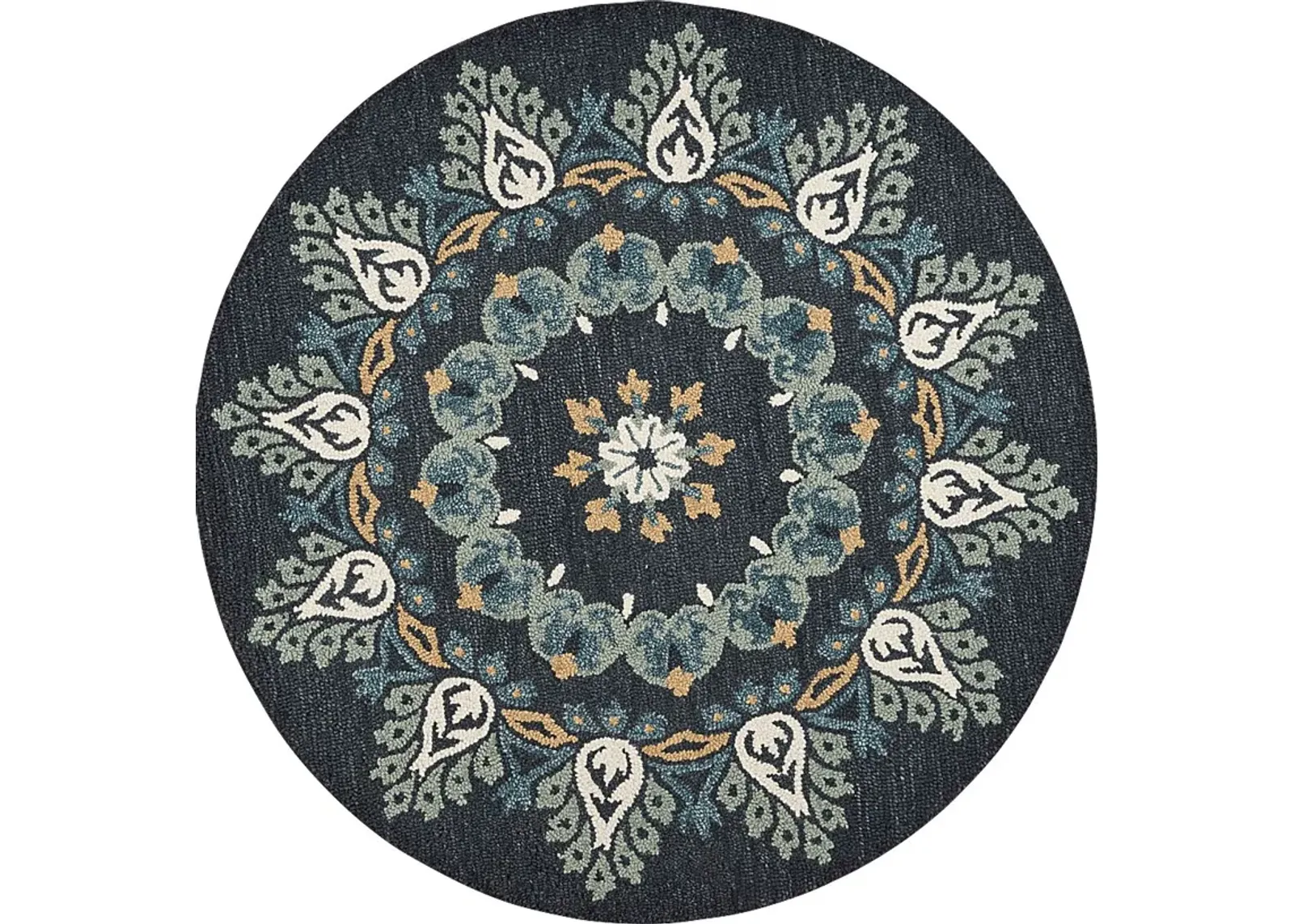 Makda Black 4' Round Rug