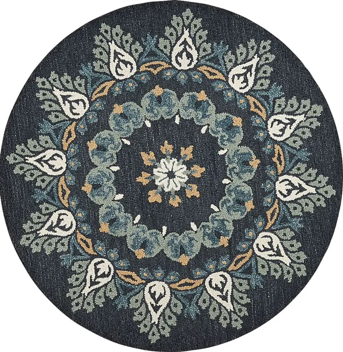 Makda Black 4' Round Rug