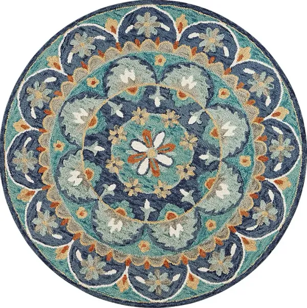 Liah Blue 4' Round Rug