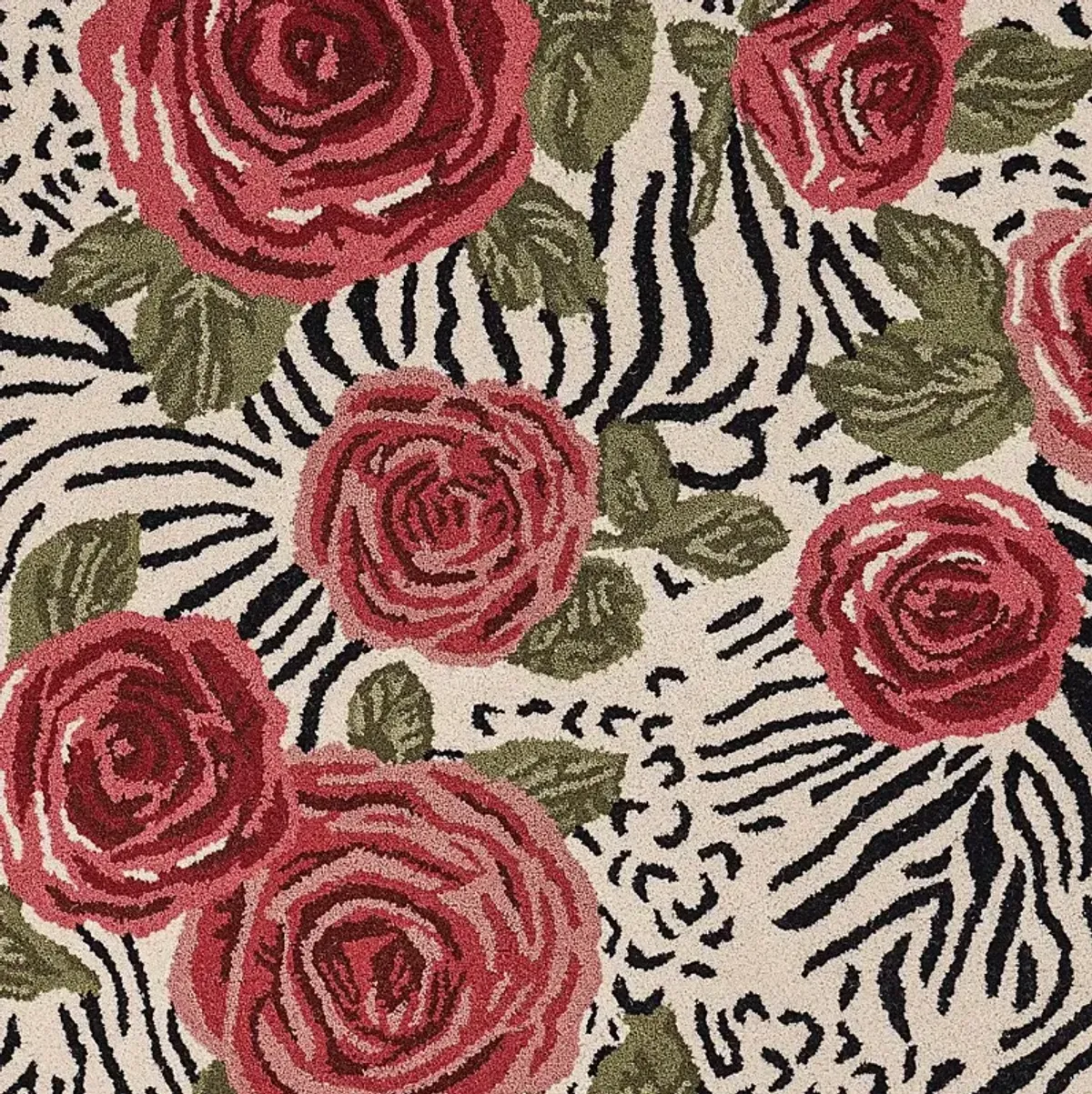 Leaflace Red 4' Round Rug