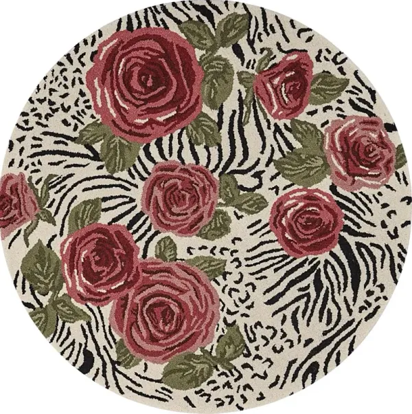 Leaflace Red 4' Round Rug