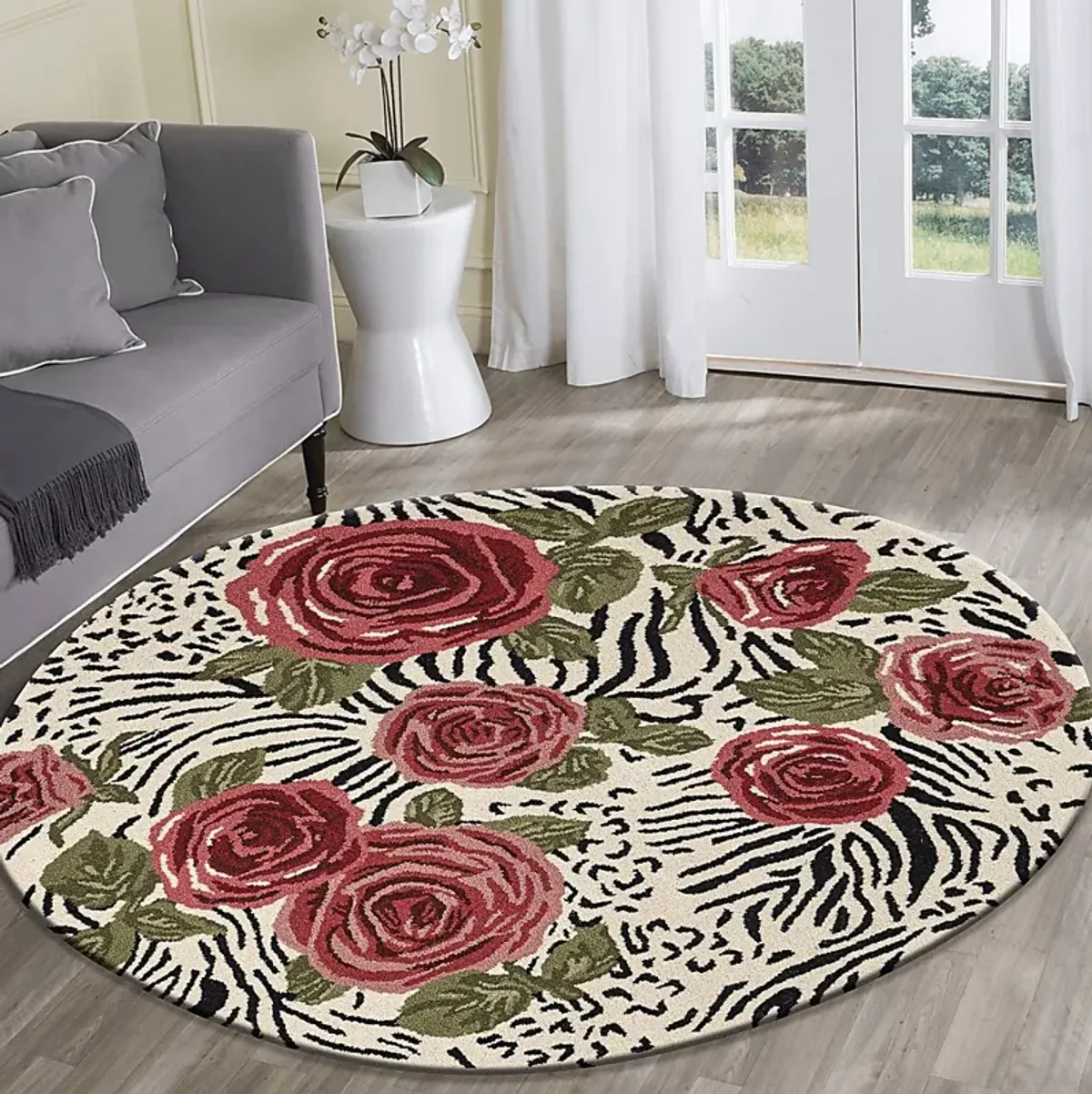 Leaflace Red 6' Round Rug