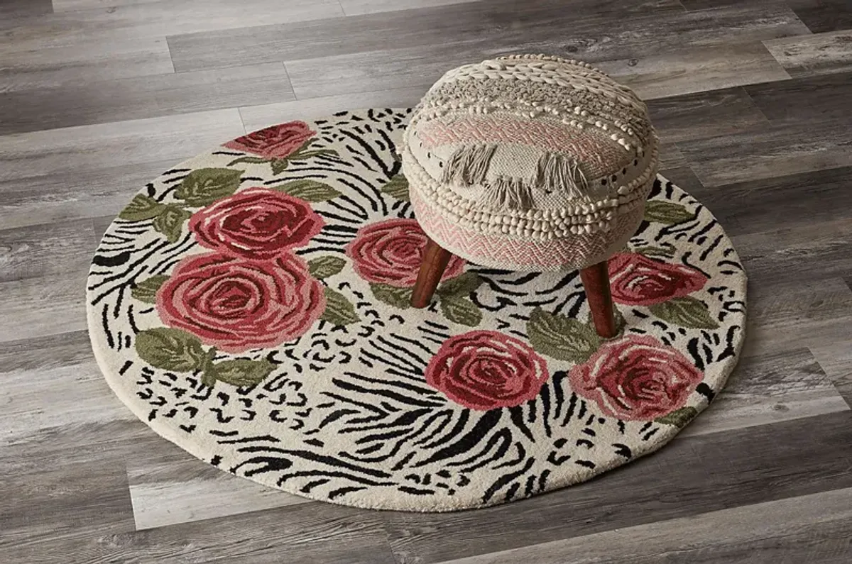 Leaflace Red 6' Round Rug