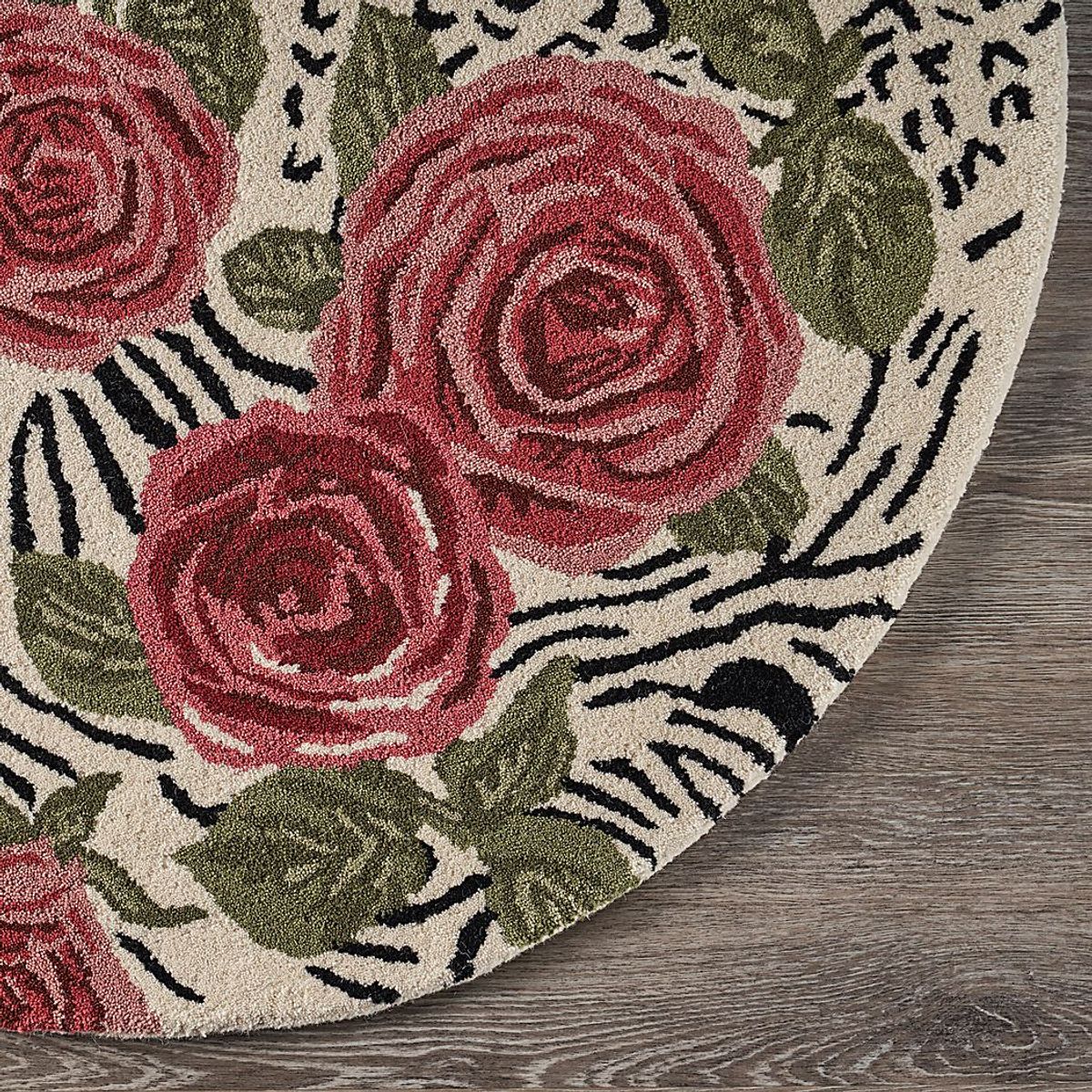 Leaflace Red 6' Round Rug