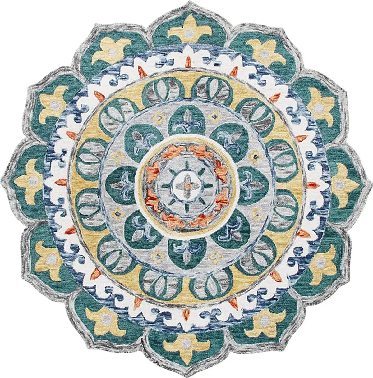 Igni Teal 4' Round Rug