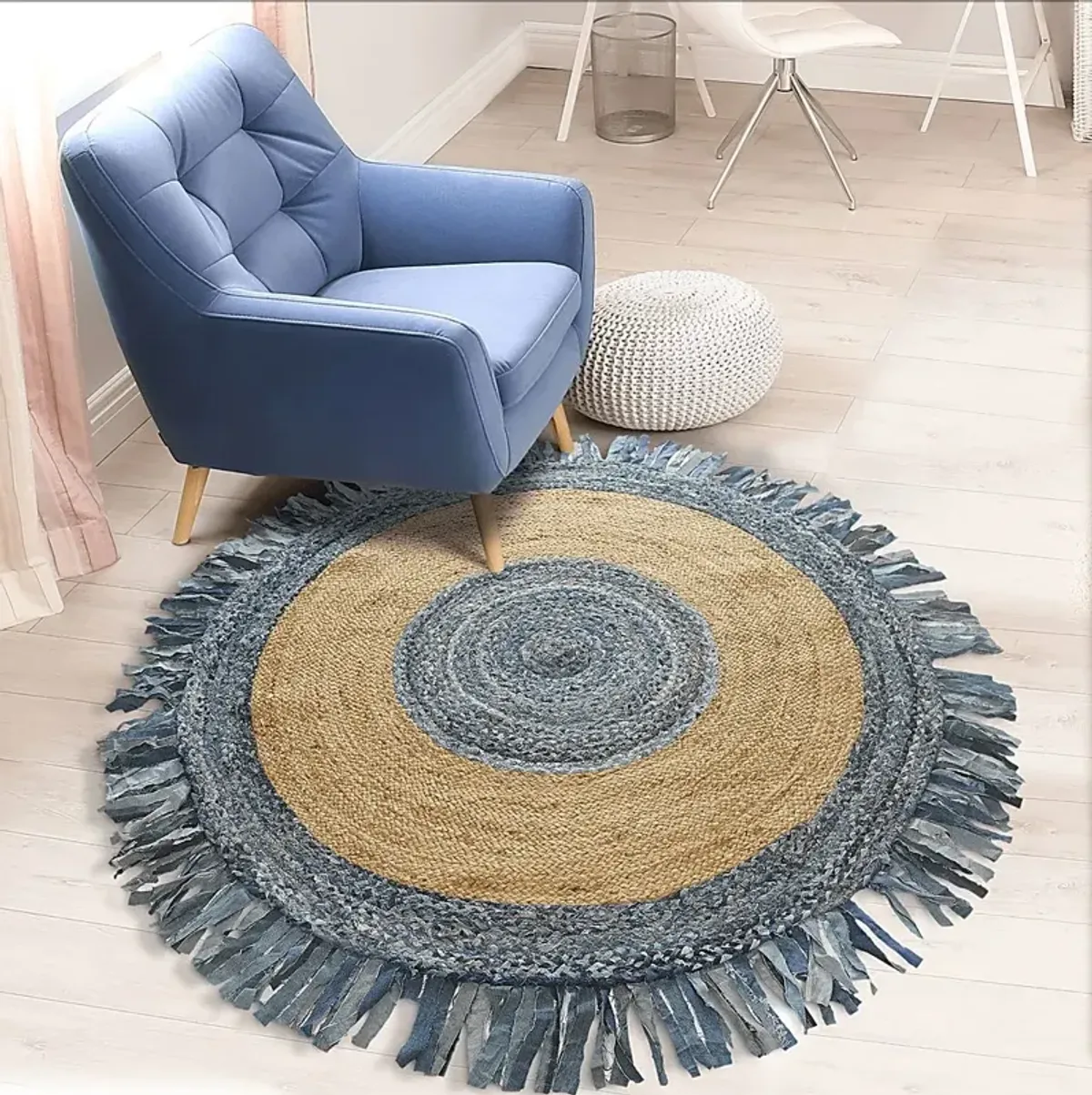 Sonaha Blue 3'6 Round Rug