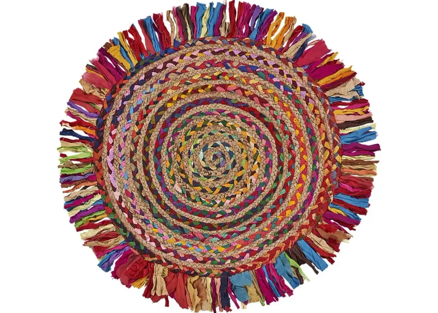 Reizu Red/Multi 3'6 Round Rug