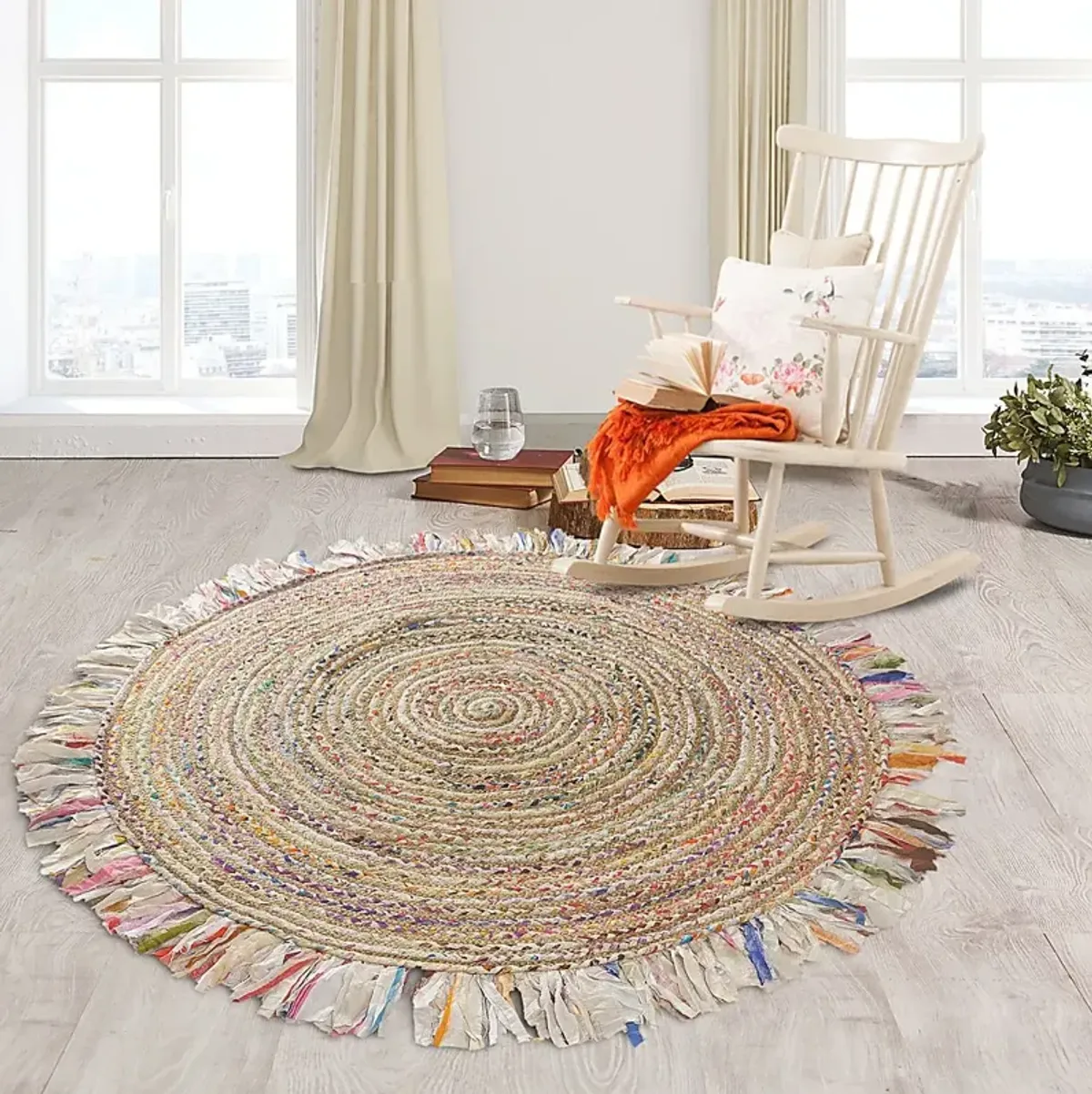 Reizu White 3'6 Round Rug