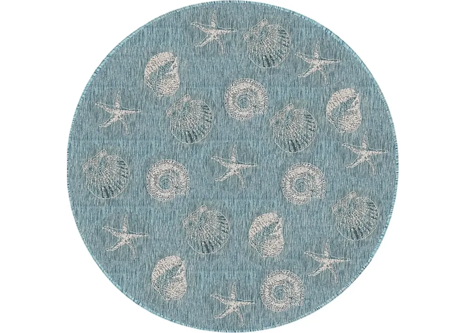 Sandfoot Point Aqua 7'10 Round Indoor/Outdoor Rug