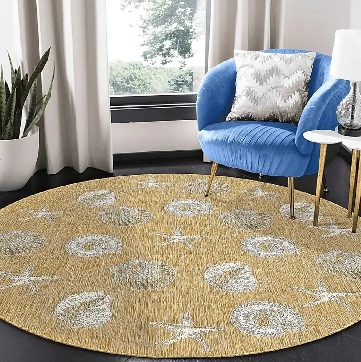 Sandfoot Point Sand 7'10 Round Indoor/Outdoor Rug