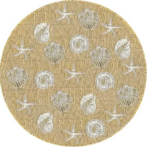 Sandfoot Point Sand 7'10 Round Indoor/Outdoor Rug