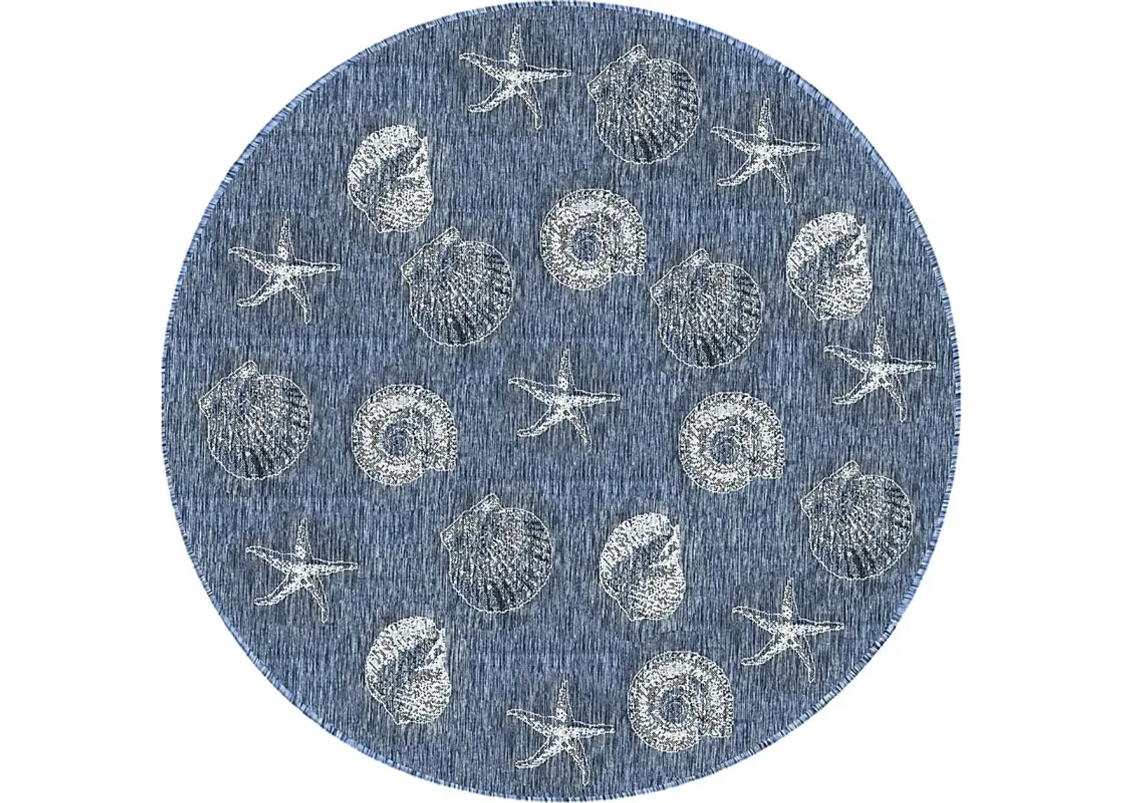 Sandfoot Point Navy 7'10 Round Indoor/Outdoor Rug