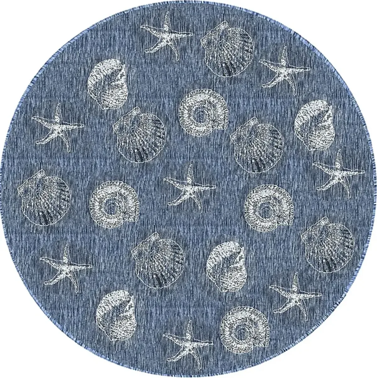 Sandfoot Point Navy 7'10 Round Indoor/Outdoor Rug