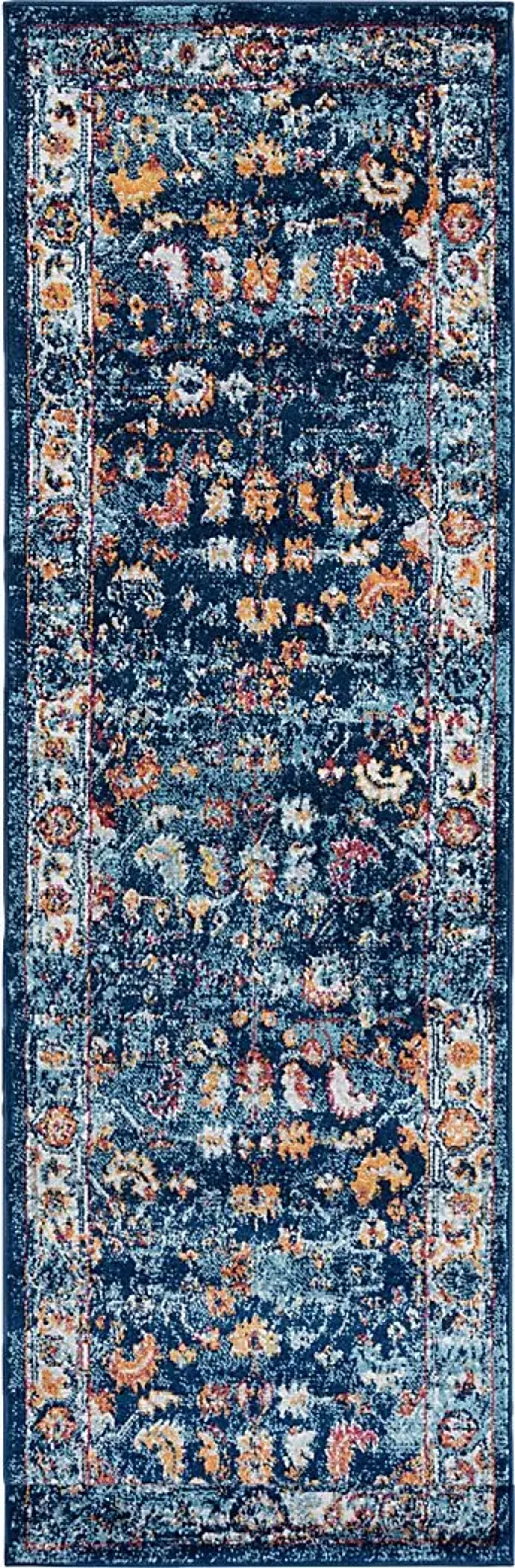 Mulmeda Blue 2'6 x 10'3 Runner Rug