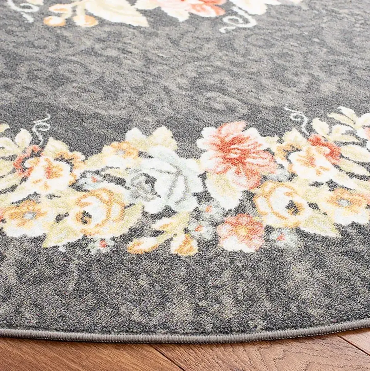 Salistry Gray/Pink 6'7 x 6'7 Round Rug