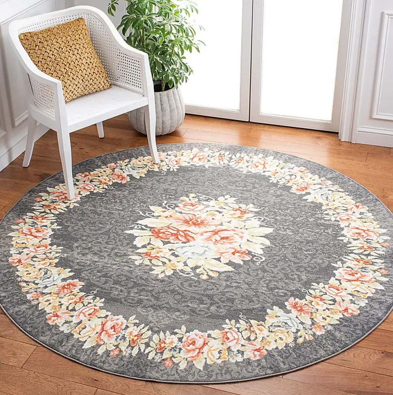 Salistry Gray/Pink 6'7 x 6'7 Round Rug