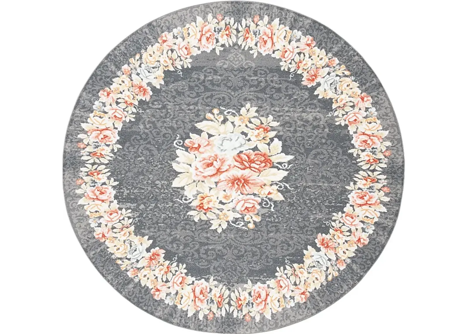 Salistry Gray/Pink 6'7 x 6'7 Round Rug