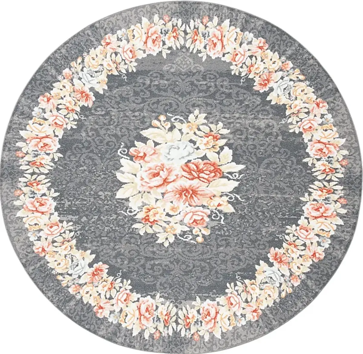 Salistry Gray/Pink 6'7 x 6'7 Round Rug