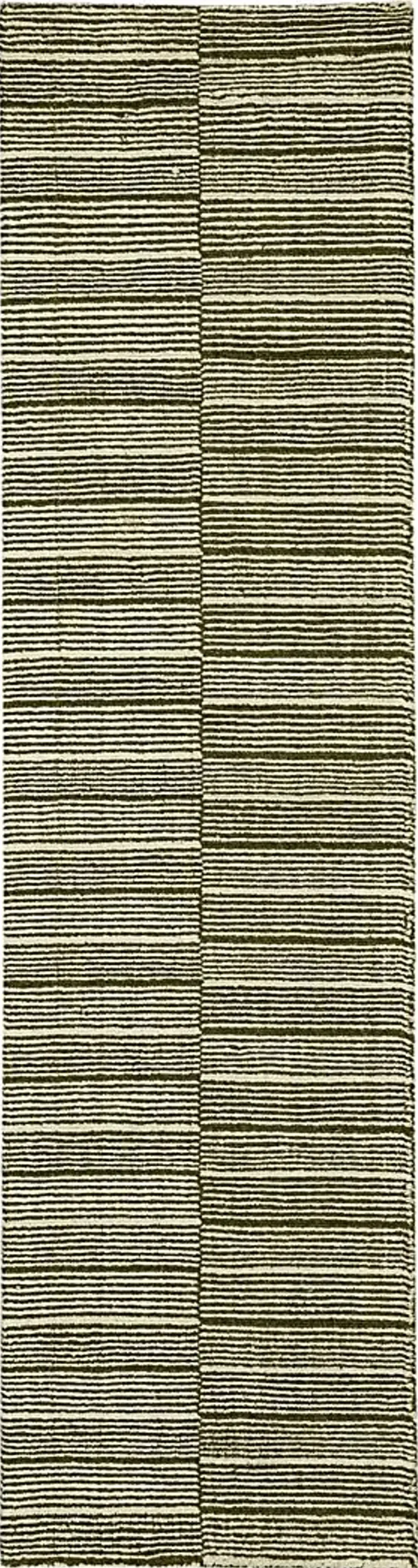 Bobby Berk Broken Stripe Green 2' x 8' Runner Rug