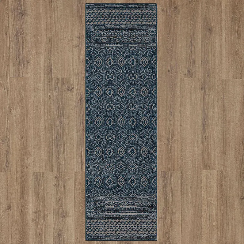 Bobby Berk Minuetto Blue 2'4 x 7'10 Runner Rug