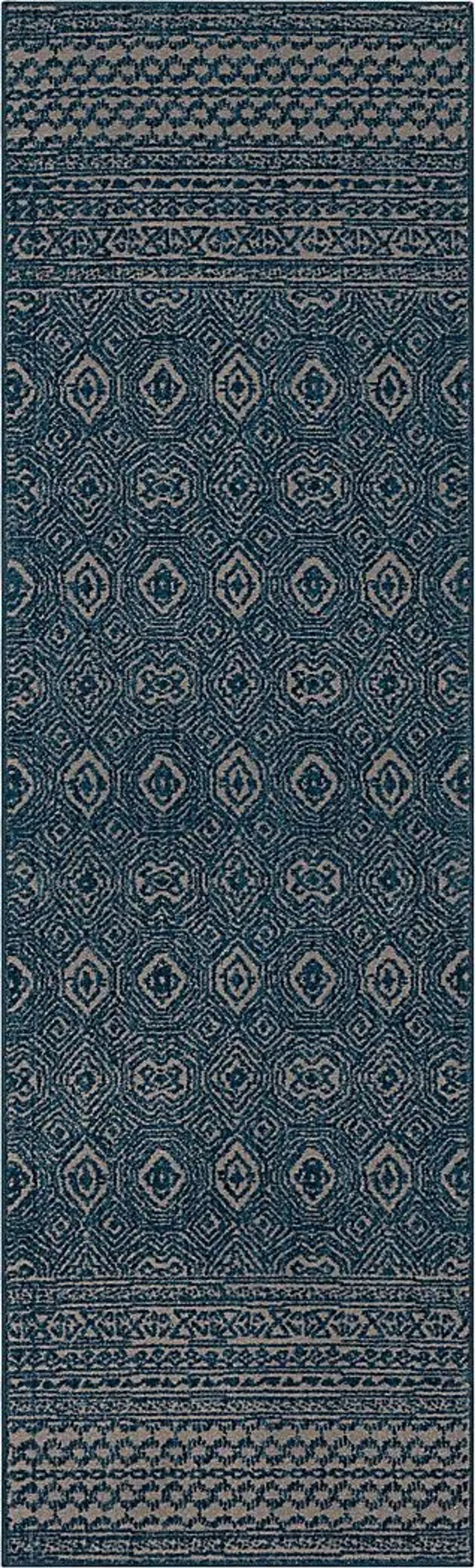 Bobby Berk Minuetto Blue 2'4 x 7'10 Runner Rug