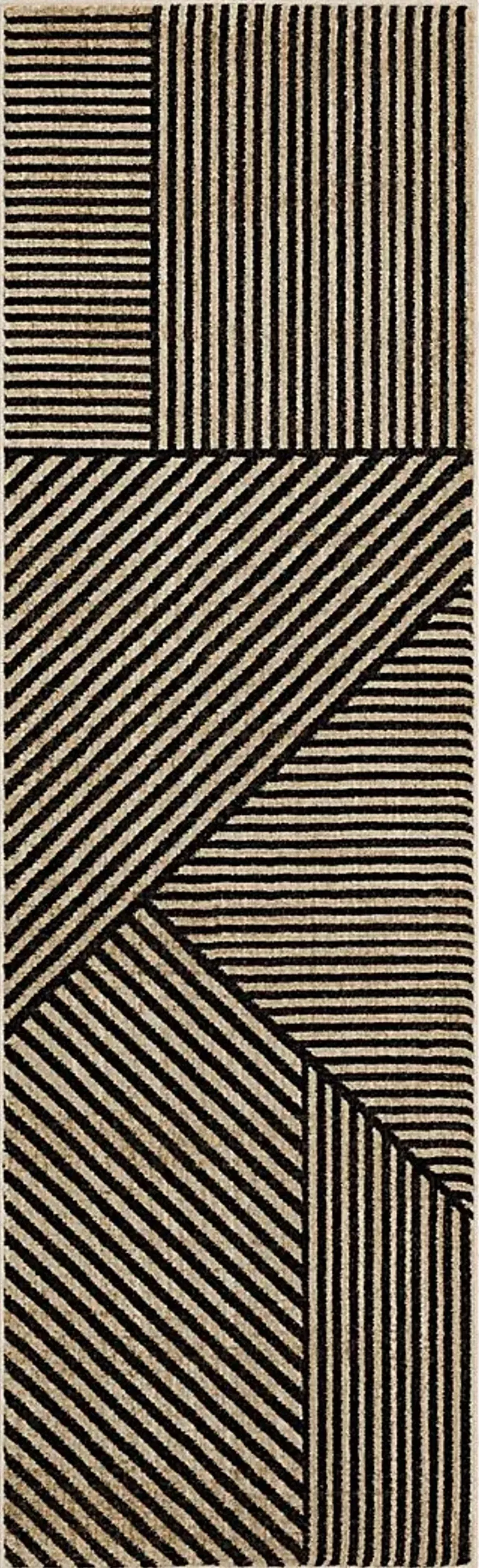 Bobby Berk Linea Black 2'4 x 7'10 Runner Rug