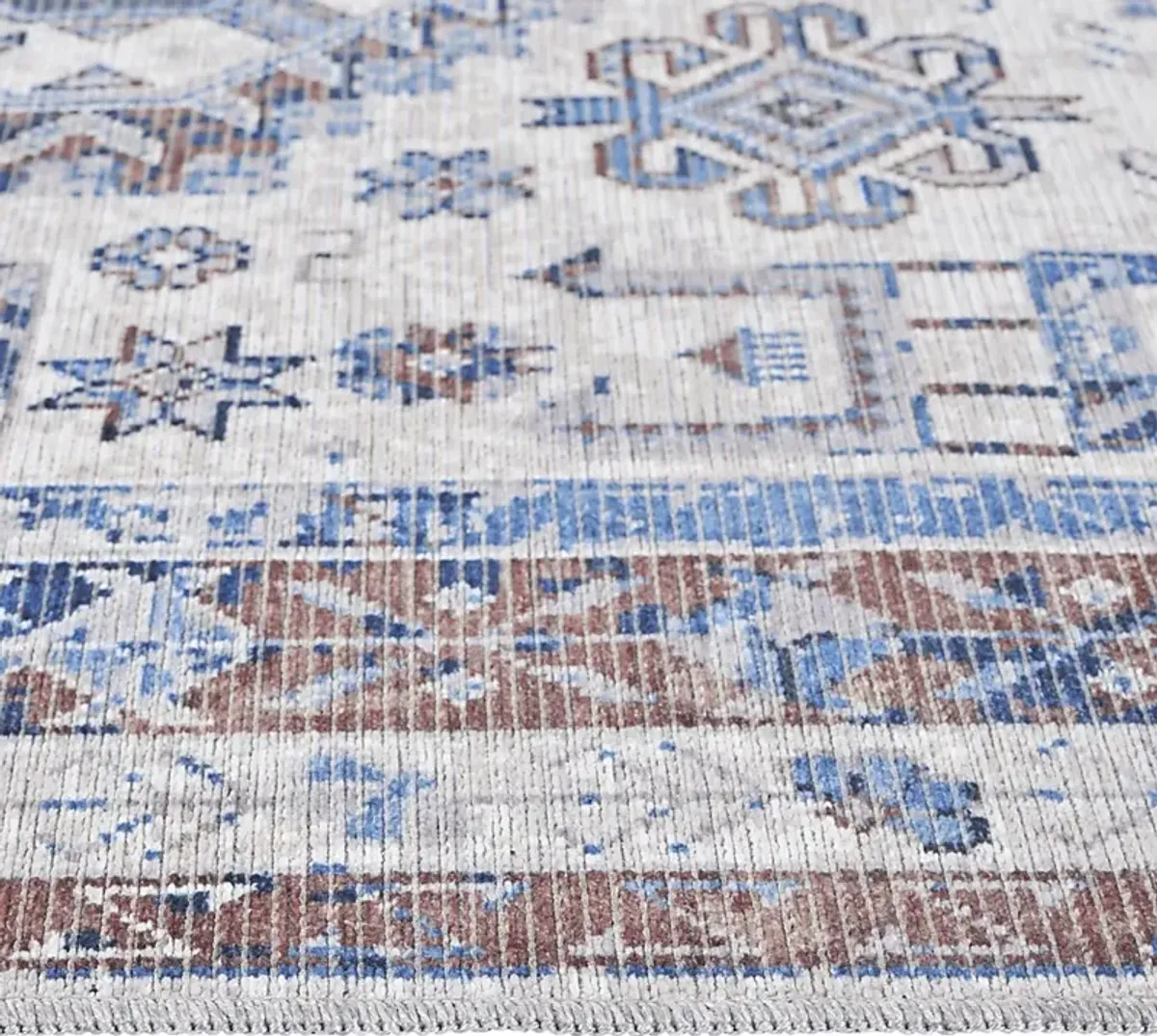 Aebby Blue 2'7 x 10' Machine Washable Rug