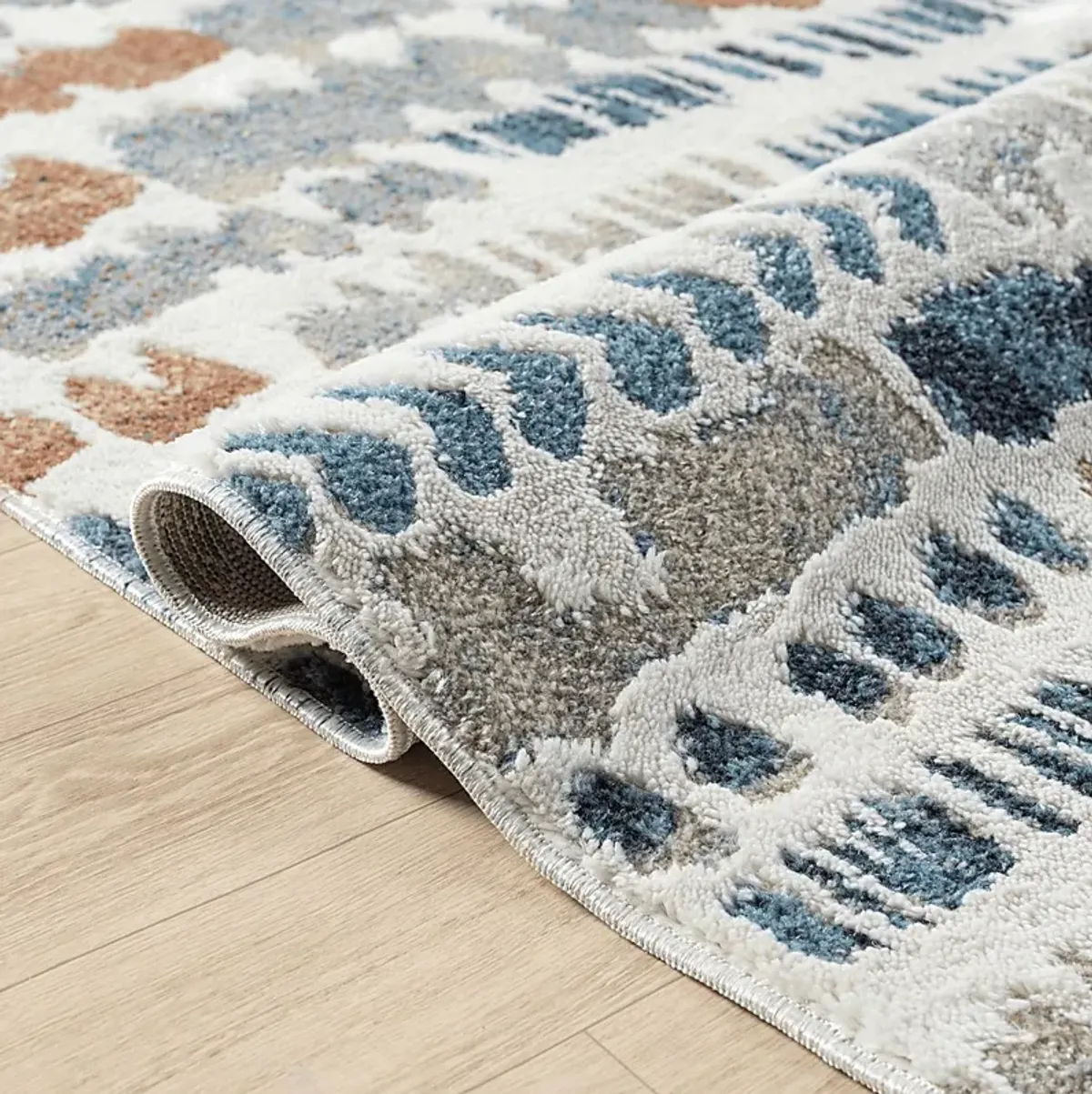 Evette Rios Basili Blue 2'2 x 7' Runner Rug