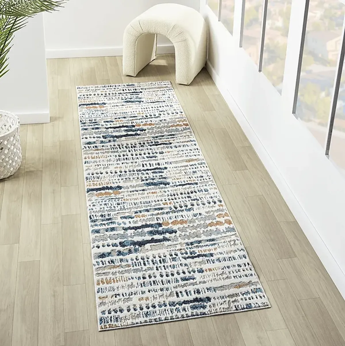 Evette Rios Basili Blue 2'2 x 7' Runner Rug