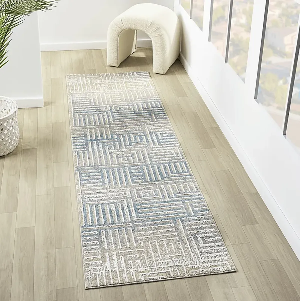 Evette Rios Udae Blue 2'2 x 7' Runner Rug