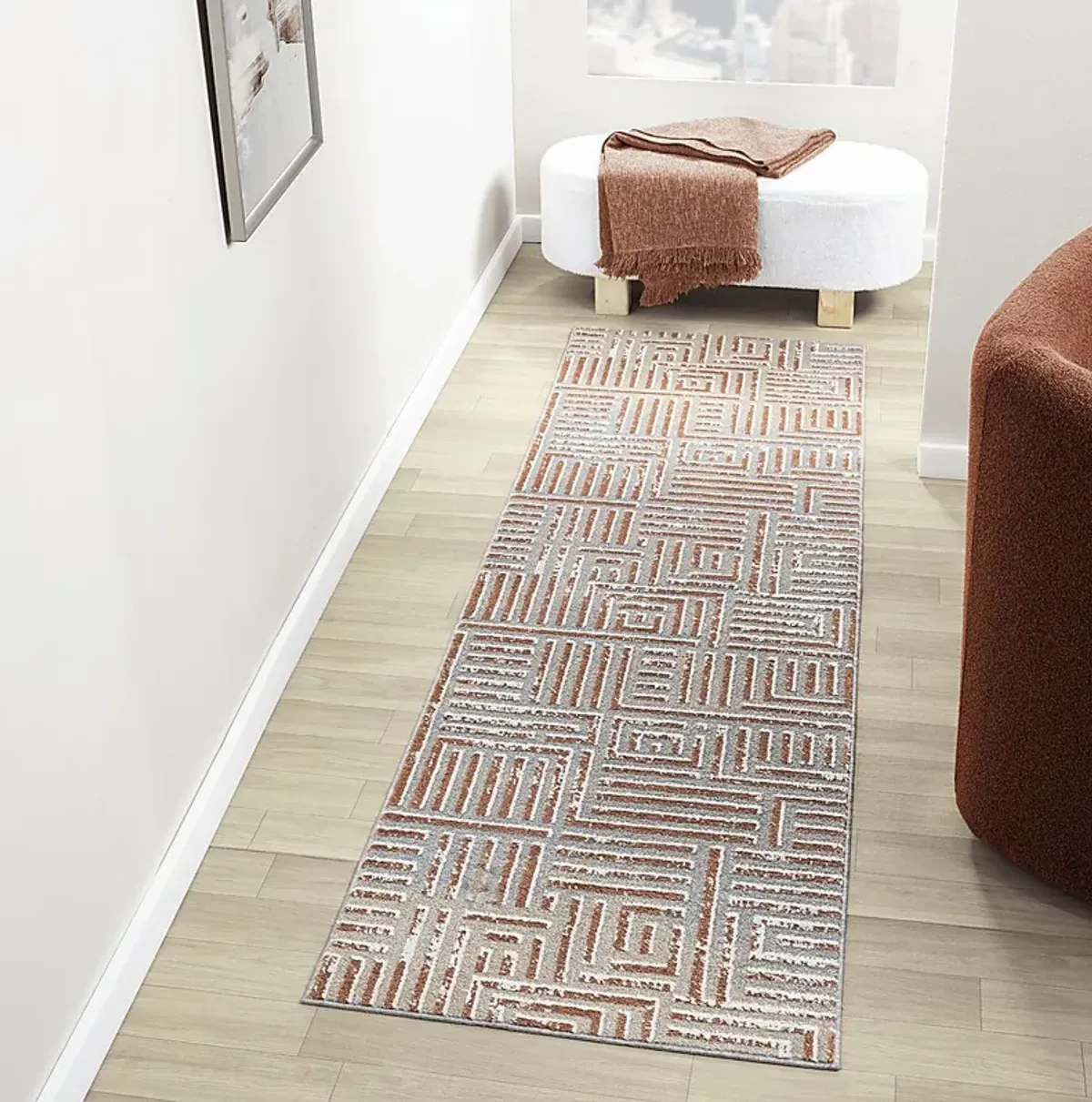 Evette Rios Udae Rust 2'2 x 7' Runner Rug