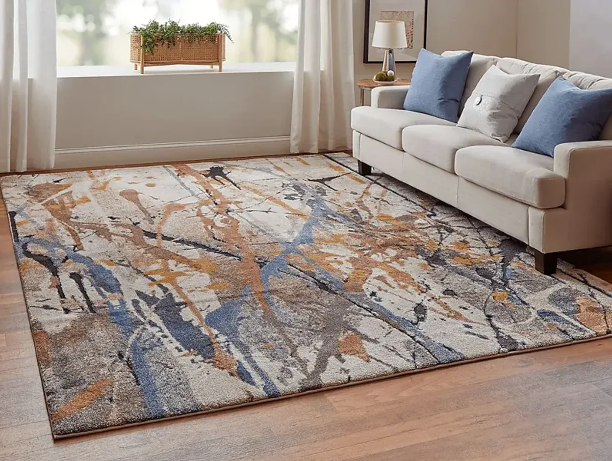 Adrirah Blue/Orange 2'6 x 8' Runner Rug