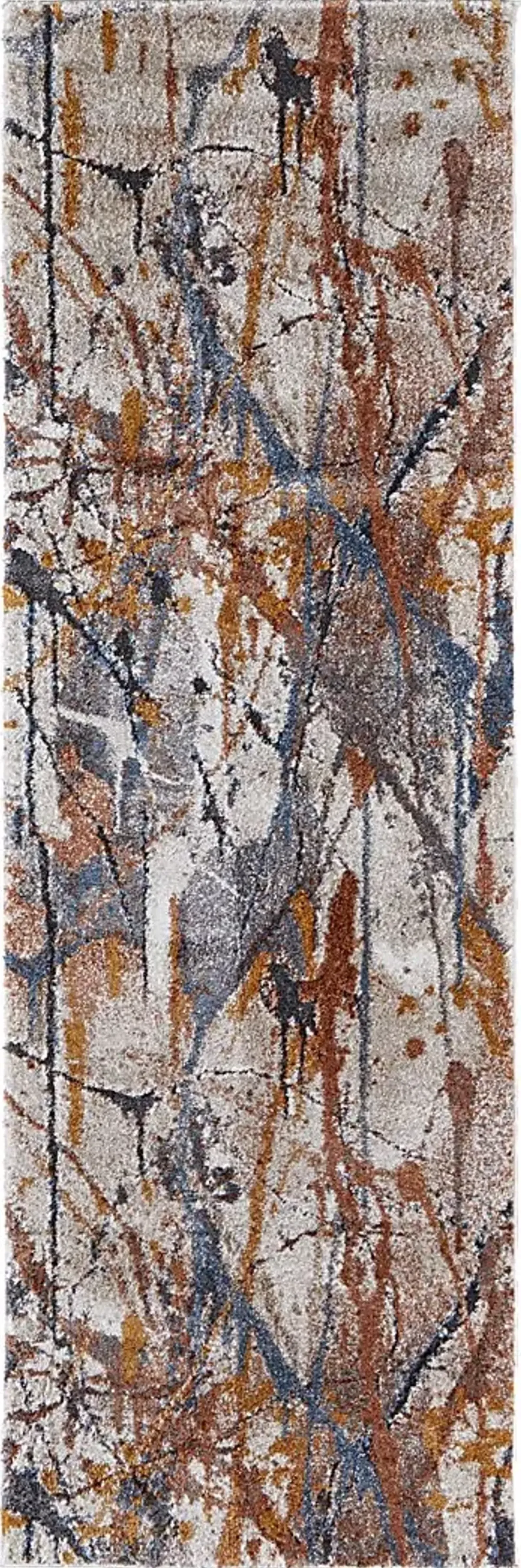 Adrirah Blue/Orange 2'6 x 8' Runner Rug