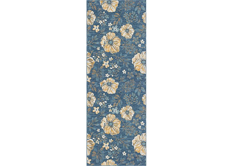 Ismaela Blue 2' x 8' Indoor/Outdoor Runner Rug